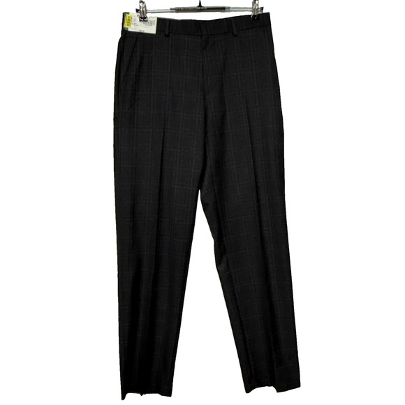 Murano Dress Pants Mens 32X34 Gray Plaid Wool Blend Straight Leg Trousers NWT - Picture 1 of 9